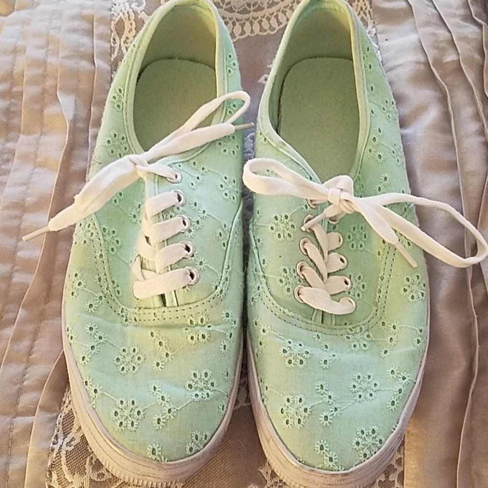 Mint green tennis shoes